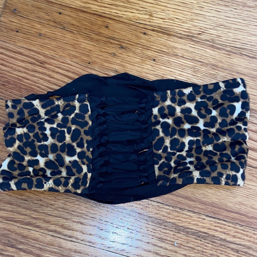 Leopard Print and Black Bikini Top
